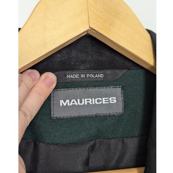 Vintage Maurices Suede Wool Emerald Green Blazer Jacket 90s Y2K Retro Workwear - Picture 5 of 9